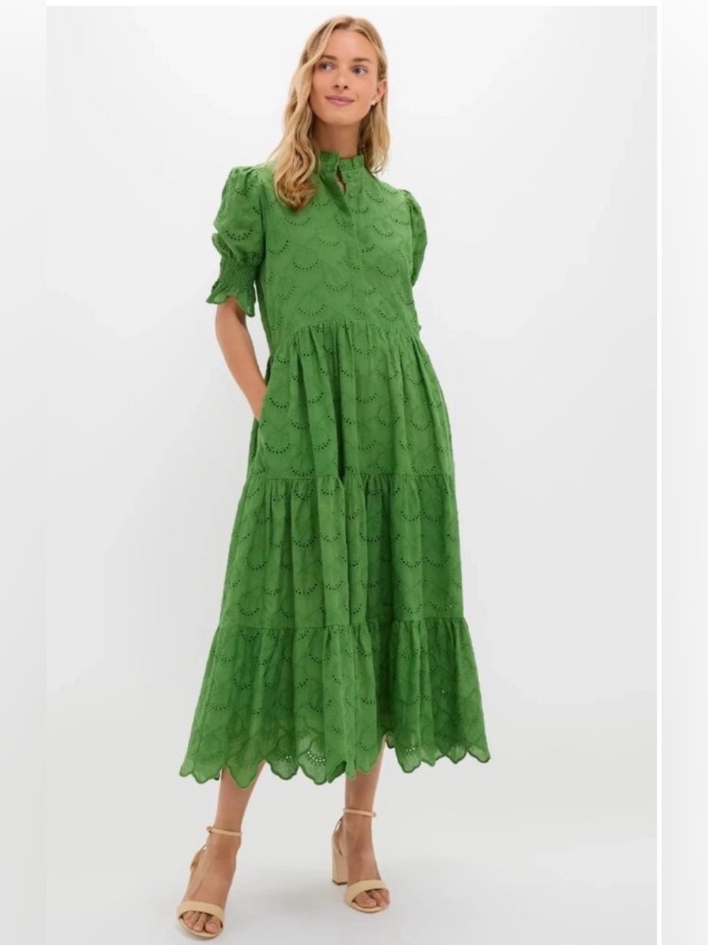 Hyacinth House Fern Green Eyelet Bennett Maxi Dress Medium Fern Green Eyelet NWT